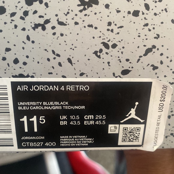 Jordan 4 University blue size 11.5 men - Picture 4 of 5